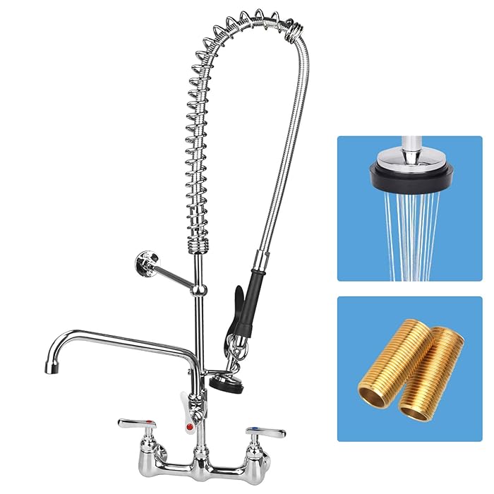 Buy COOLWEST Commercial Sink Faucet 8 Inch Center Wall Mount Kitchen