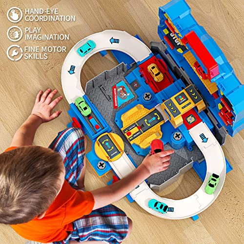 Deejoy Kids Race Track Toys Boys Car Adventure Toys For 3 4 5 6 7-Year-Old Boys And Girls, Puzzle Track Car Toy Set Magnet Toys With 8 Mini Cars, Preschool Car Games Gift Toys #TOP4