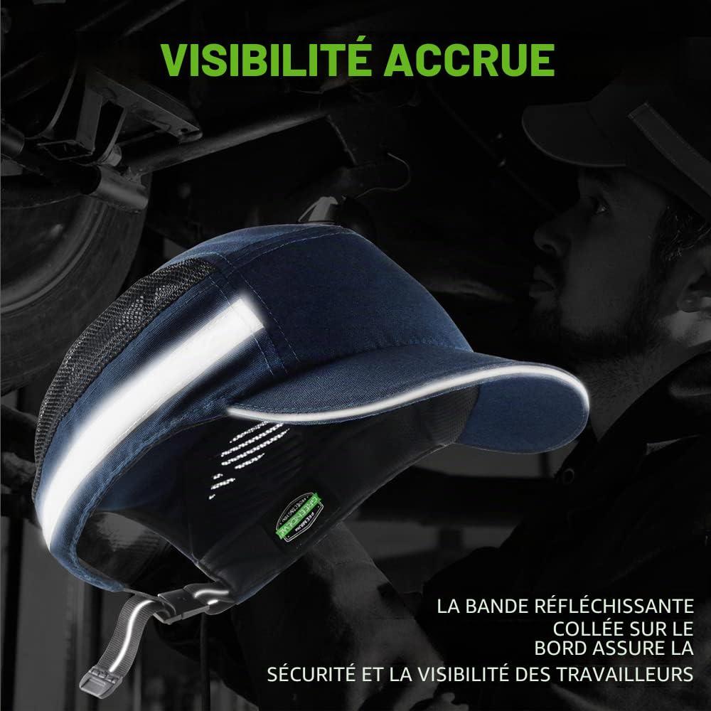 GREEN DEVIL Casquette de sécurité Style Baseball avec Coque Rigide en ABS, Respirante, légère, Anti-Choc