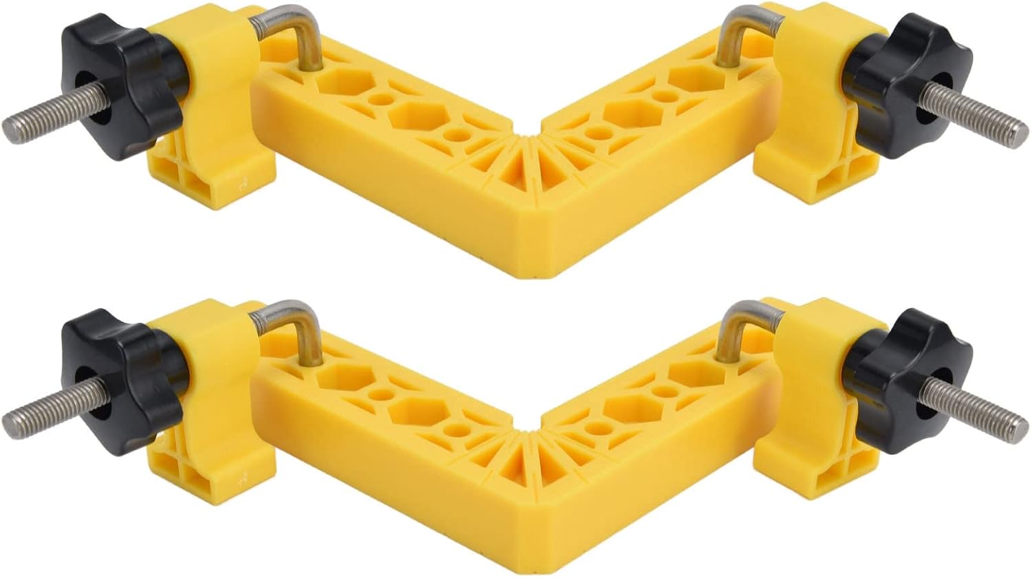 2 Sets 90 Degree Positioning Square L Type Right Angle Adjustable Woodworking Splicing Corner Clamps For Photo Frame Cabinet Boxes Yellow