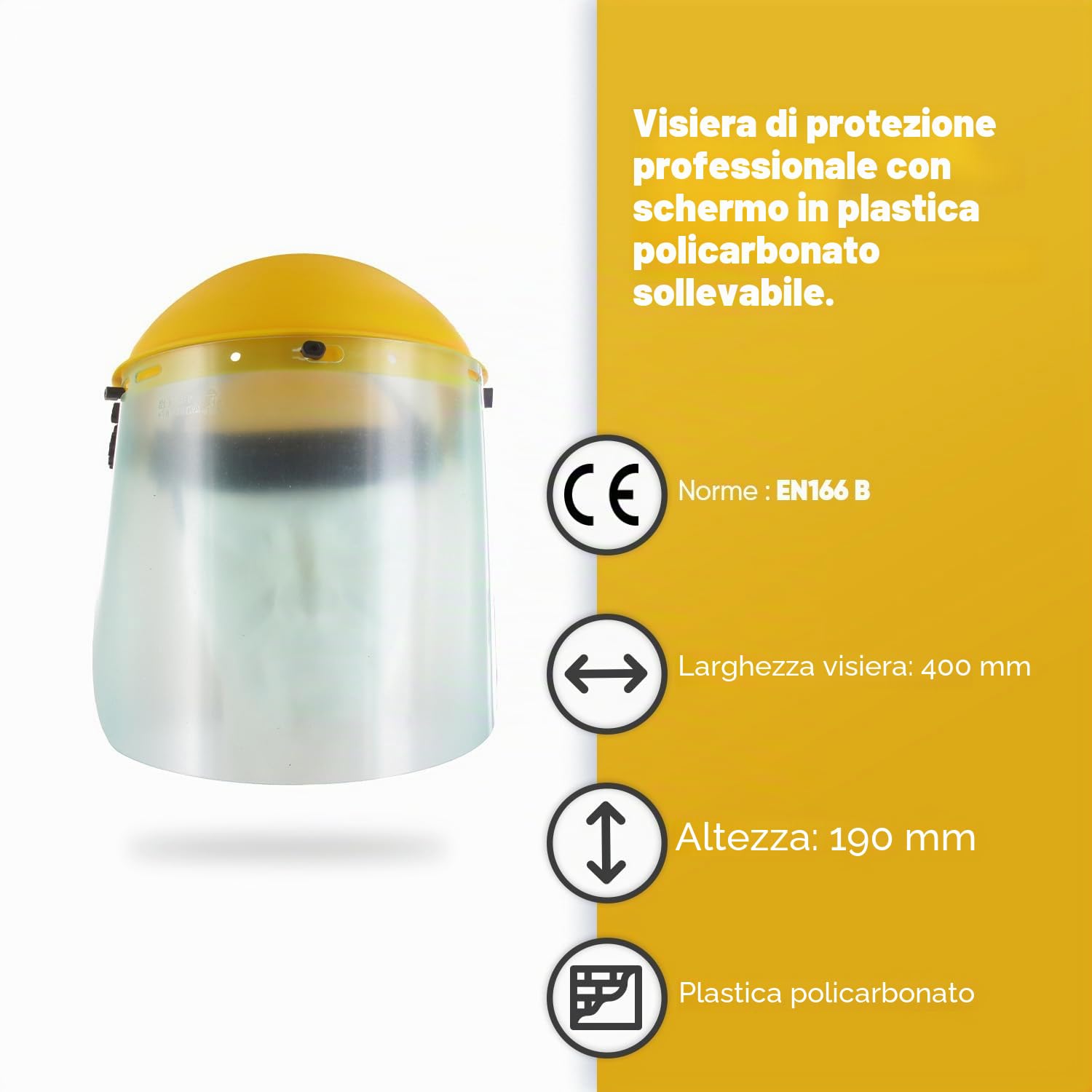 OZAKI - Visiera di protezione schermo in policarbonato, modello professionale, sollevabile, circonferenza della testa regolabile, decespugliatore e fai da te