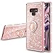 VEGO Galaxy Note 9 Case Glitter with Ring Holder Kickstand for Women Girls Bling Diamond Rhinestone Sparkly Bumper Fashion Shiny Cute Protective Case for Galaxy Note 9(Rose Gold)