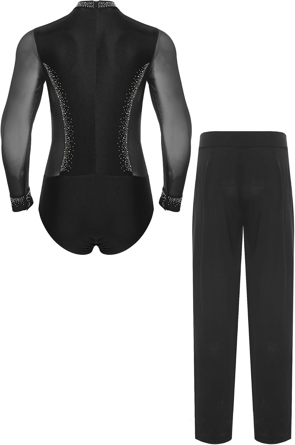 ACSUSS Mens Latin Dance Shirts Mens Tops Leotard Modern Dance Trousers Rumba Cha Cha Samba Dancing Competition Wear