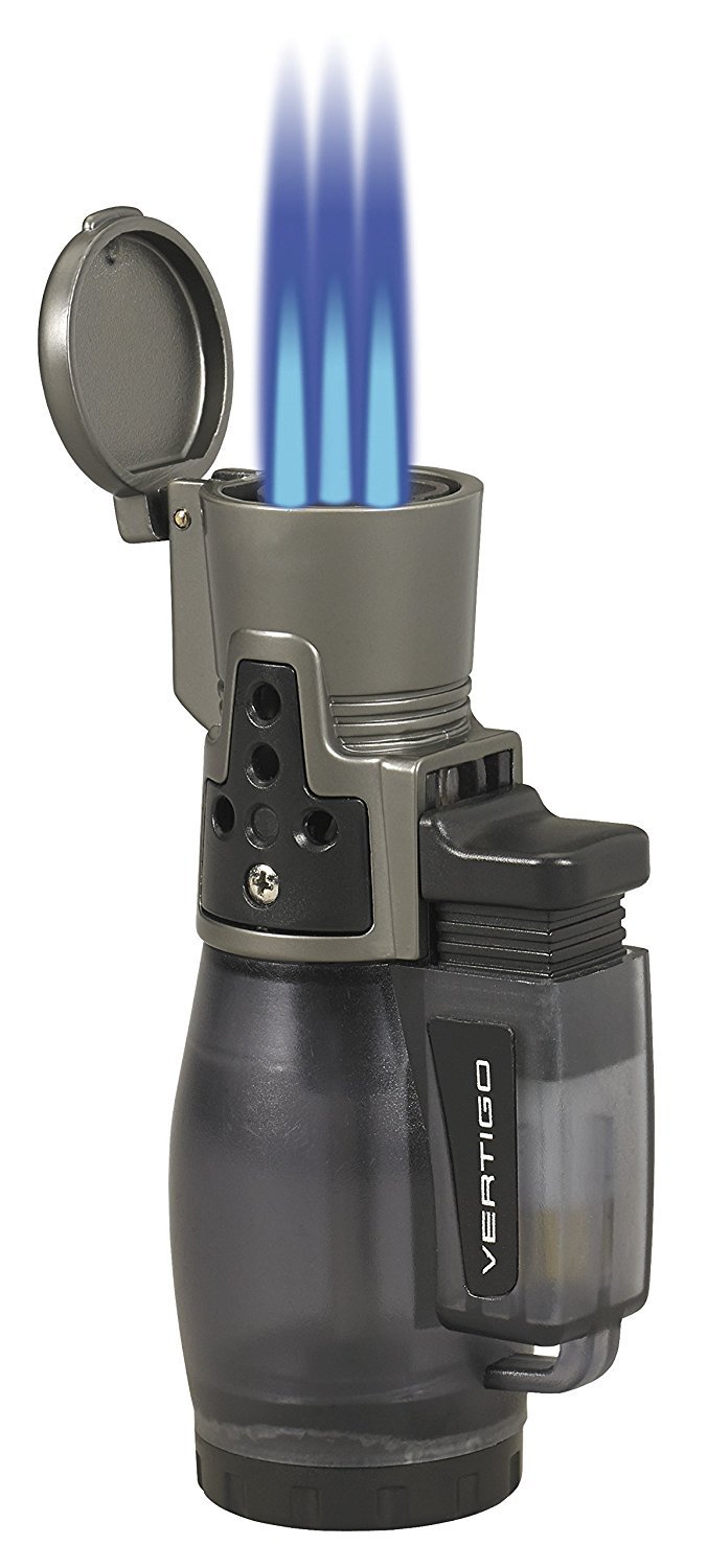 NEW VERTIGO BY LOTUS - CYCLONE II TRIPLE TORCH CIGAR LIGHTER - CHARCOAL