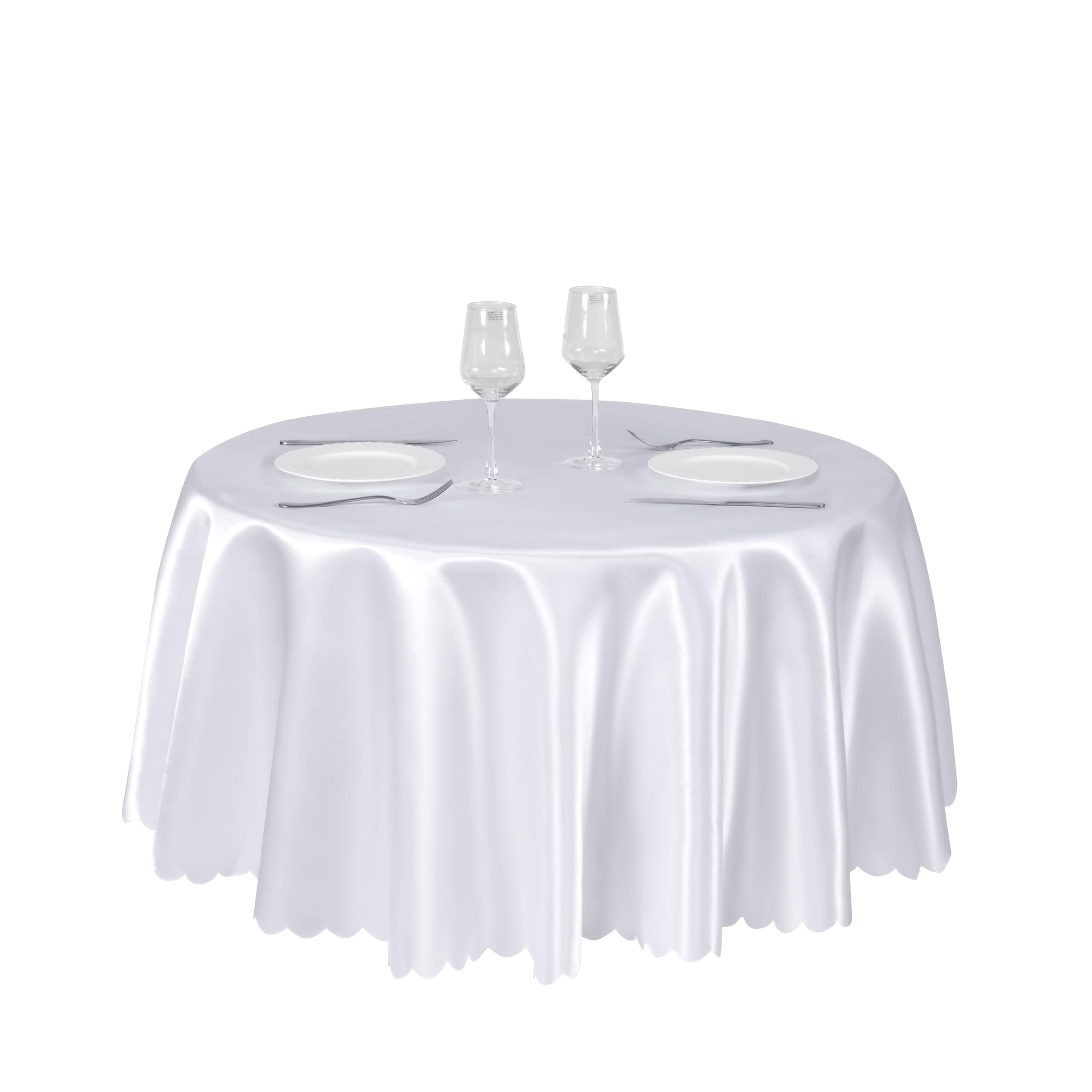 Counfeisly Round Tablecloth, White, 90 Inch