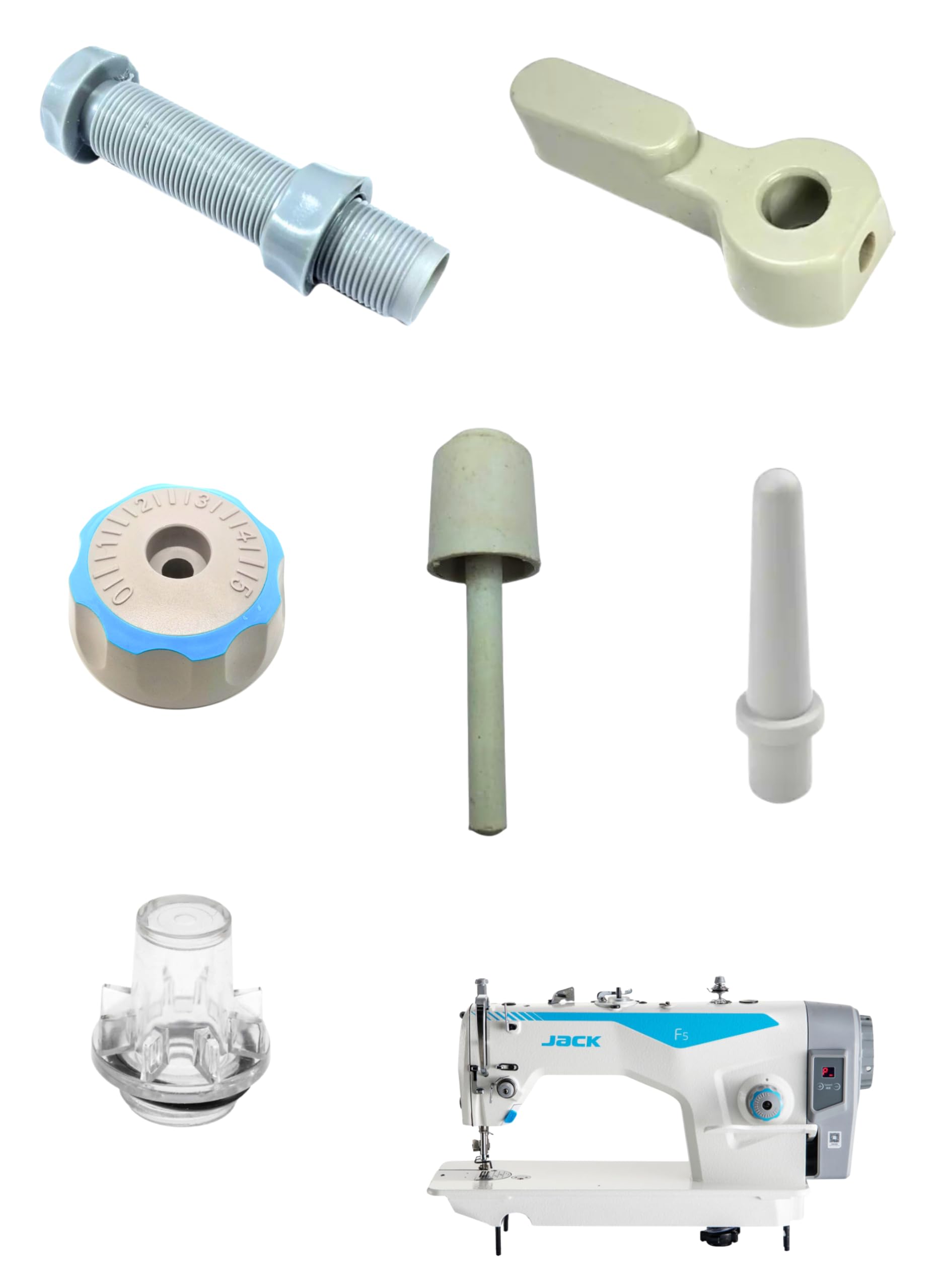SIVANA's Frequently Used Parts for Single lockstitch Jack Machines F-4,F-5 A2 & A4 Models, [Dial+Hand Lifter+Oil Window+Cap Presser Bar+Head Rest Pin+ Knee Lifter Push Rod (Kit of 6 Pcs)-image-12