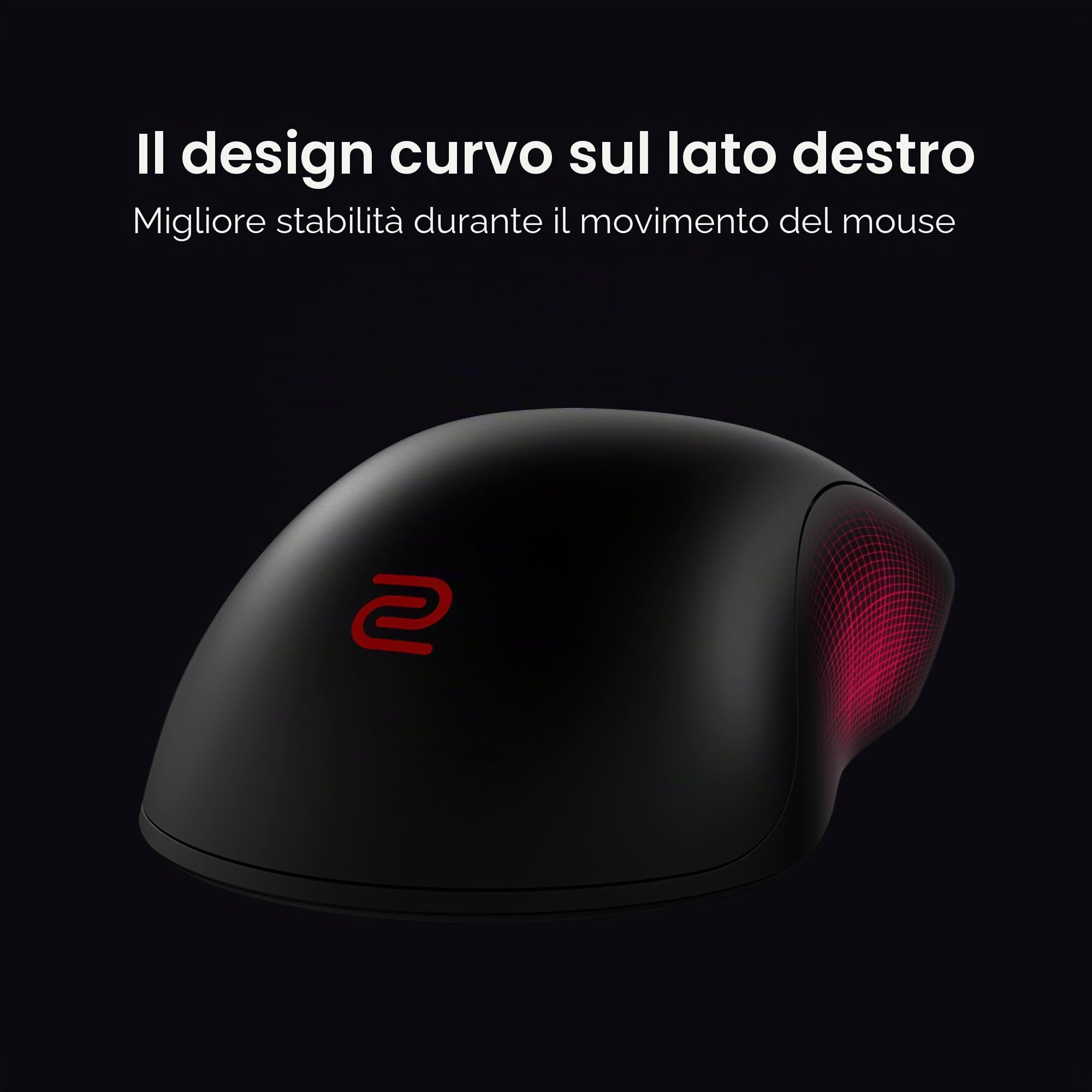 BenQ Zowie U2 Mouse da gioco senza fili per gli eSport, ricevitore migliorato, 60 g di peso, sensore da 3200 DPI, 5 pulsanti, durata della batteria di 70 ore