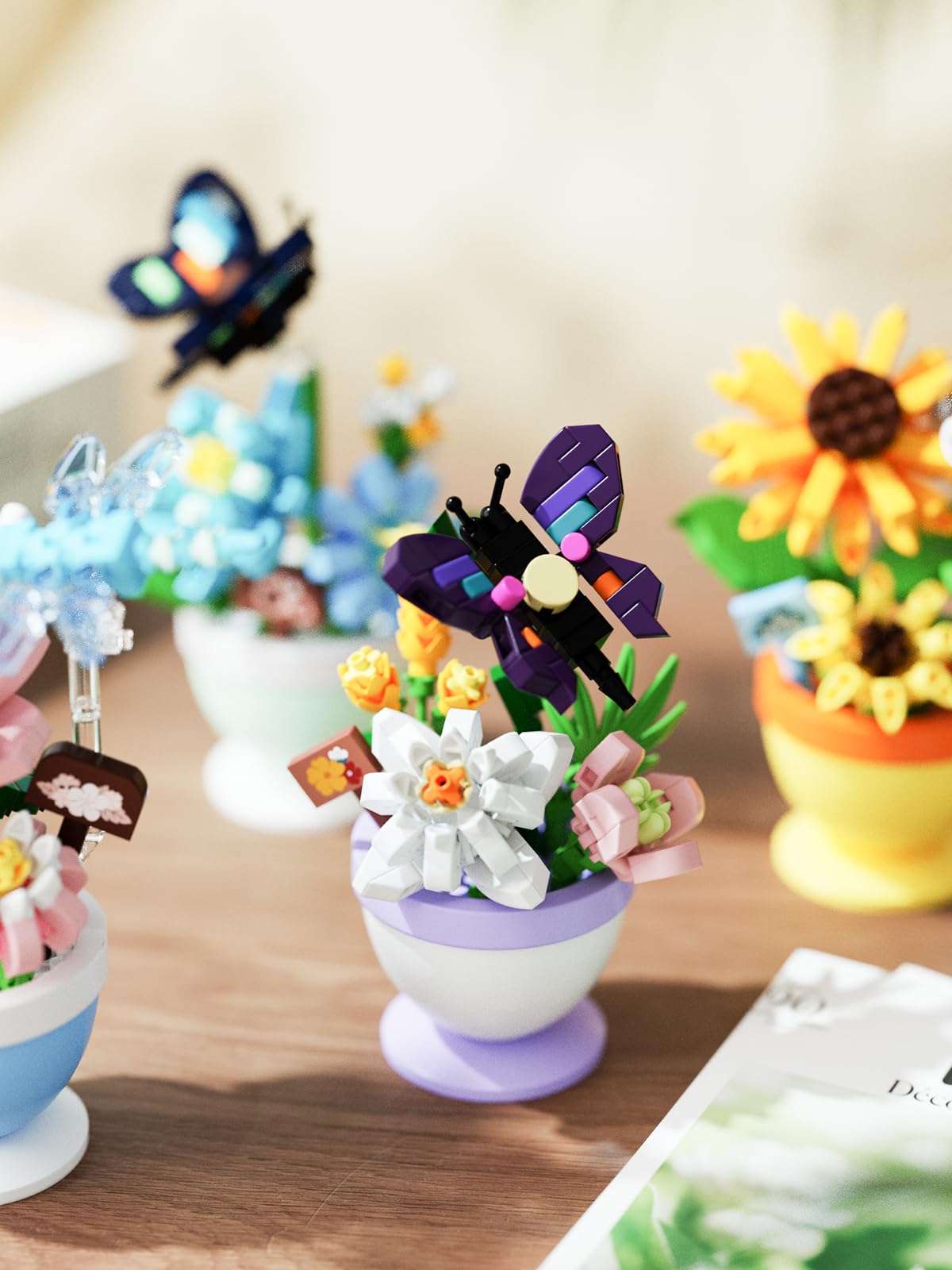 Amazon.com: Jollcnoia 4 Set Mini Flower Cute Insects Potted Plant