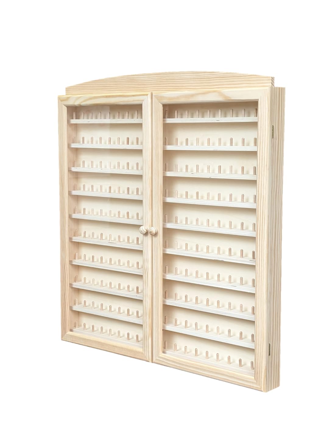 Vetrina Collezioni ditali. 2 grandi porte. Capacità: 200 ditali. Dimensioni: 66 x 6 x 72 cm. In legno di pino crudo. per dipingere.. Altezza tra le piastrelle: 4,5 cm.