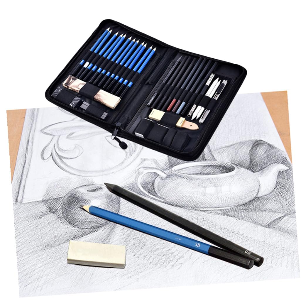 NUOBESTY 40 Pièces Ensemble Crayons Dessin Professionnel Sacoche Étanche pour Étudiants Artistes