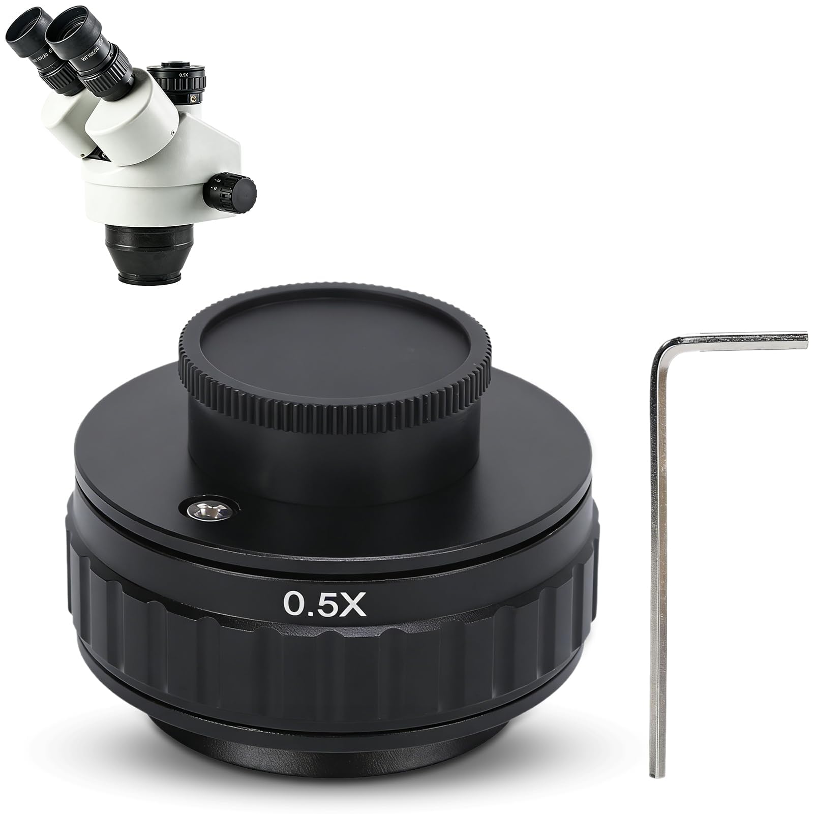 Adaptador de microscopio 0.5X, adaptador de lente de cámara, adaptador de microscopio de 38 mm, adaptador de montaje en C, accesorio de microscopio industrial para enfoque de cámara digital