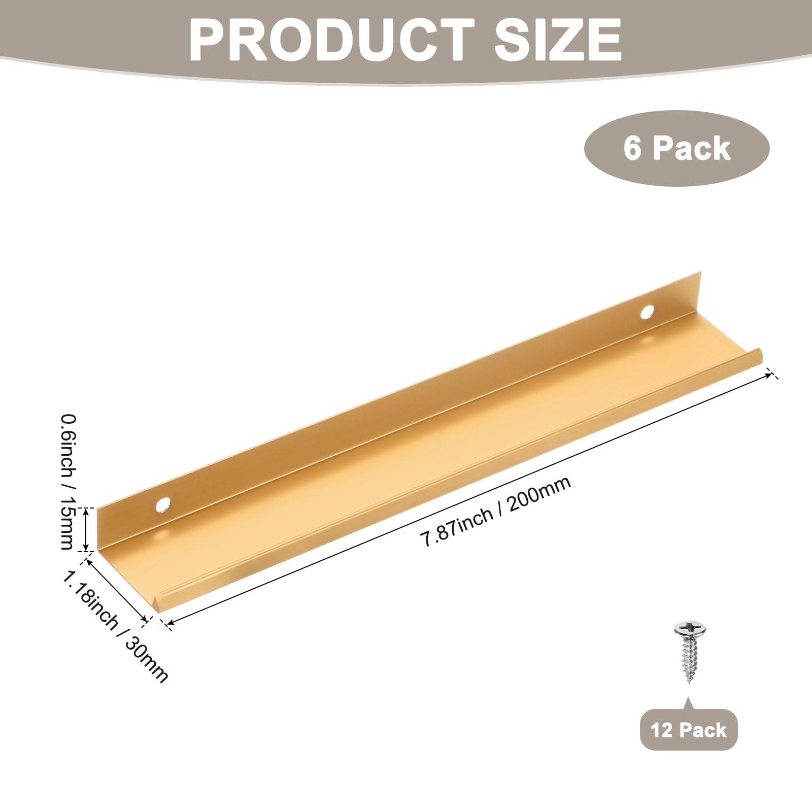 M METERXITY 6-Pack Cabinets Drawers Edge Pulls - Image 3