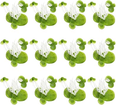 YARNOW Artificial Floating Duckweed Plants Aquarium Decorations Plastic Realistic Small Fake Aquatic Plants for Fish Tank Accessories 18 Pieces Per Bag, 8 Bags Set