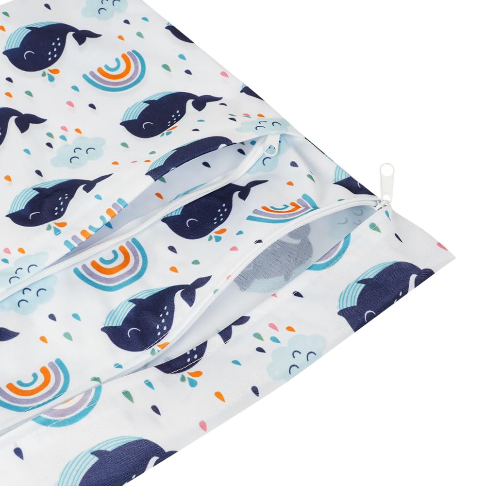 Vicloon Wetbag Borsa per Pannolini Lavabili 2 Pezzi Impermeabile Riutilizzabile con Doppia Cerniera per Viaggi Spiaggia Piscina Gym