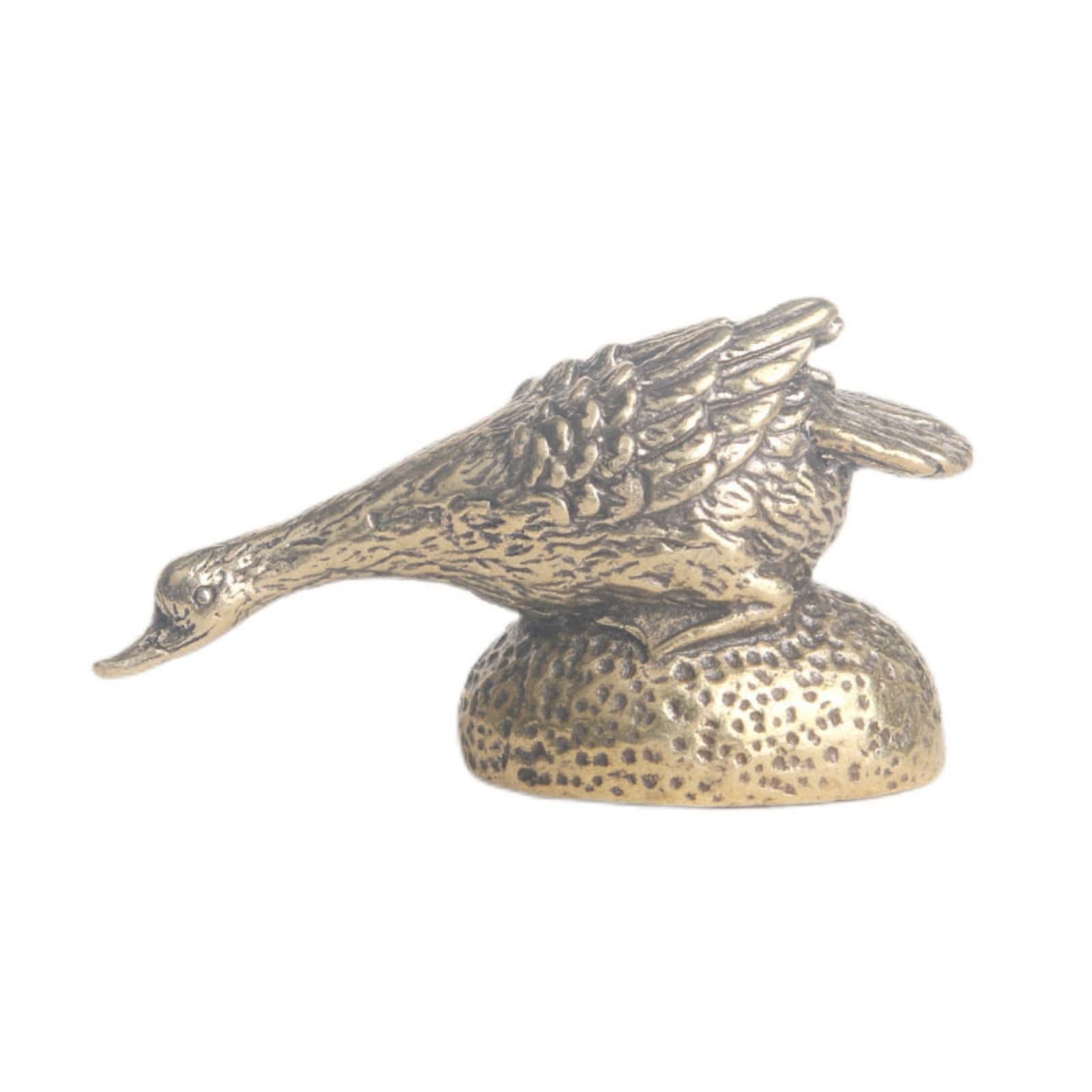 NGDFGR Brass Swan Desktop Decoration Copper Carving Crafts Desk Paperweight Tea Pet Ornament, Brass Animal Goose Miniature Statue, Metal Swan Table Decoration, Sculpture, Study