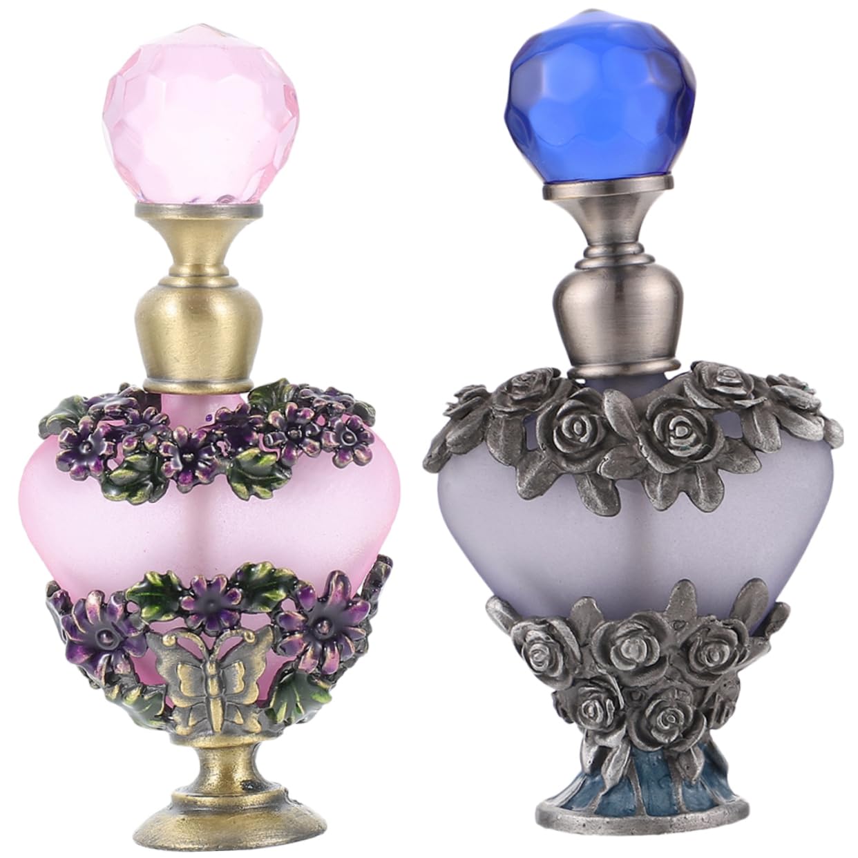 FOMIYES Set 2 Pezzi Bottiglie di Profumo in Vetro da 5ml Tappo in Metallo per Conservazione Profumo e Uso Domestico, Design Unico e Brillante per Viaggio e Casa