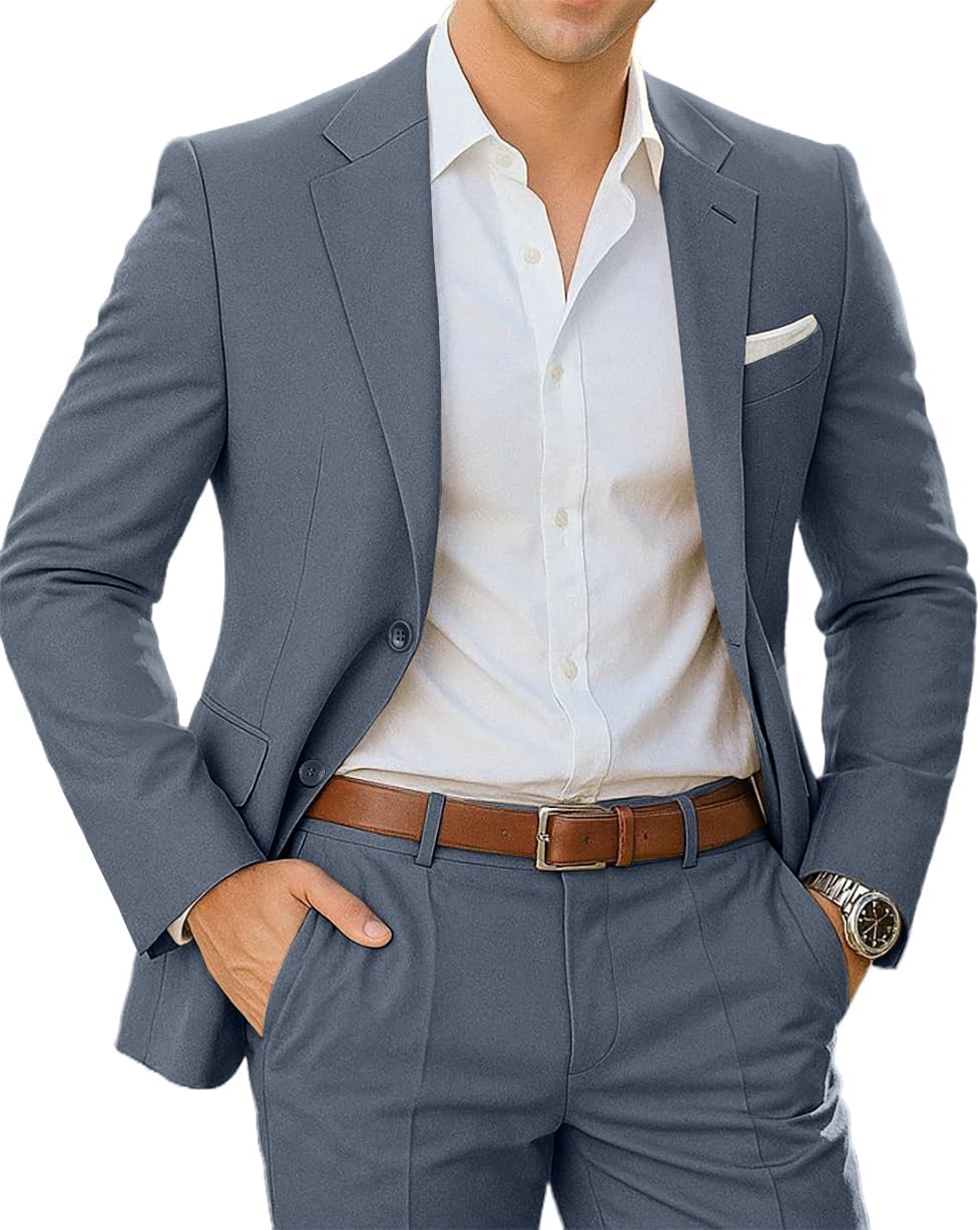 Men's Suits Slim Fit 2 Piece Wedding Suits for Men Tuxedo Set Blazer Dress Pants Mens Formal Suit for Business Prom
