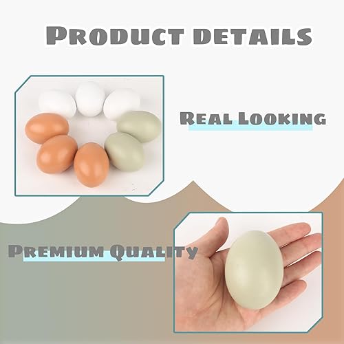 Miniatura 3 de POPLAY 15 huevos falsos de madera, 3 colores de huevos de gallina de madera, huevos de imitación para manualidades, huevos de Pascua, pintura de