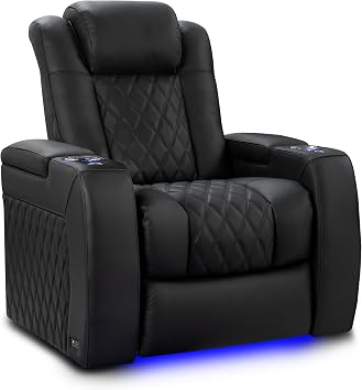 Valencia Tuscany Luxury Edition | Semi-Aniline Italian Nappa Leather 20000, Power Recline Chair with Lumbar Support & Headrest, Memory Control, Single Seat, Onyx