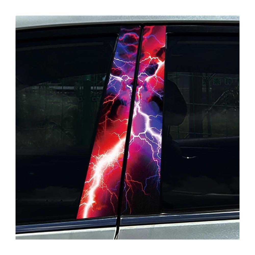 Decorative Items 2PCS Cool Lightning DIY Car B-Pillar Stickers Cover Scratches Waterproof Decals(E)