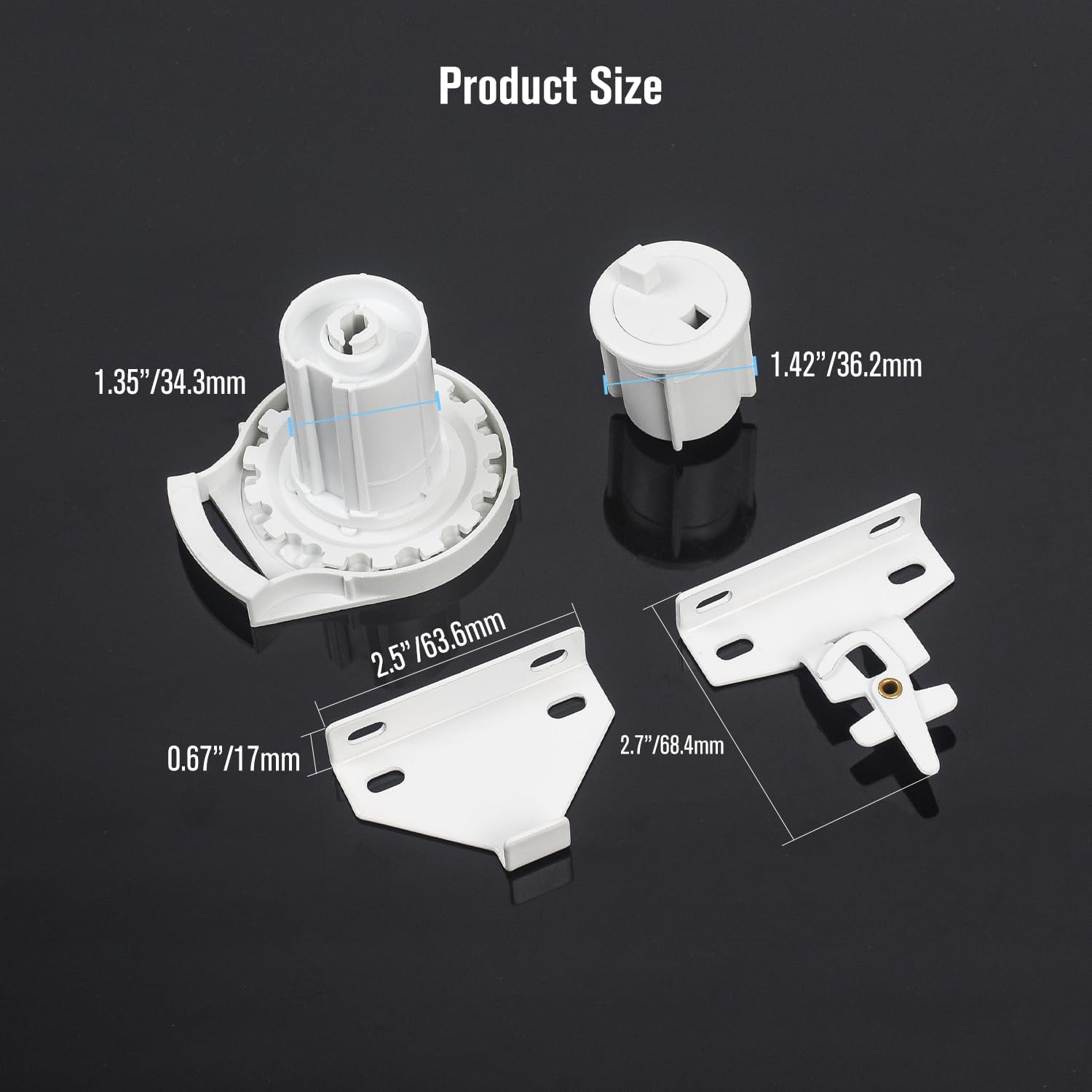 #560 Universal Roller Shade Replacement Parts, Roller Blind Fitting Repair Kit for 1.5"(38mm) Tube with R16 Clutches, Metal Bracket, and End Plug