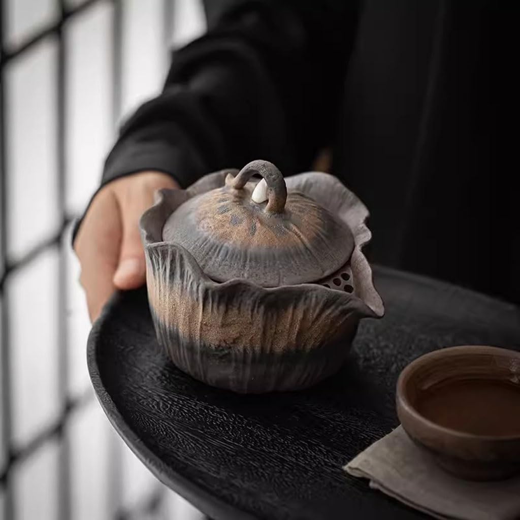 Czajnik do herbaty, ceramika surowa, złocona, ręcznie robiona, retro, ręcznie robiony, ceramiczny zestaw do herbaty Kung Fu z filtrem do zaparzania herbaty