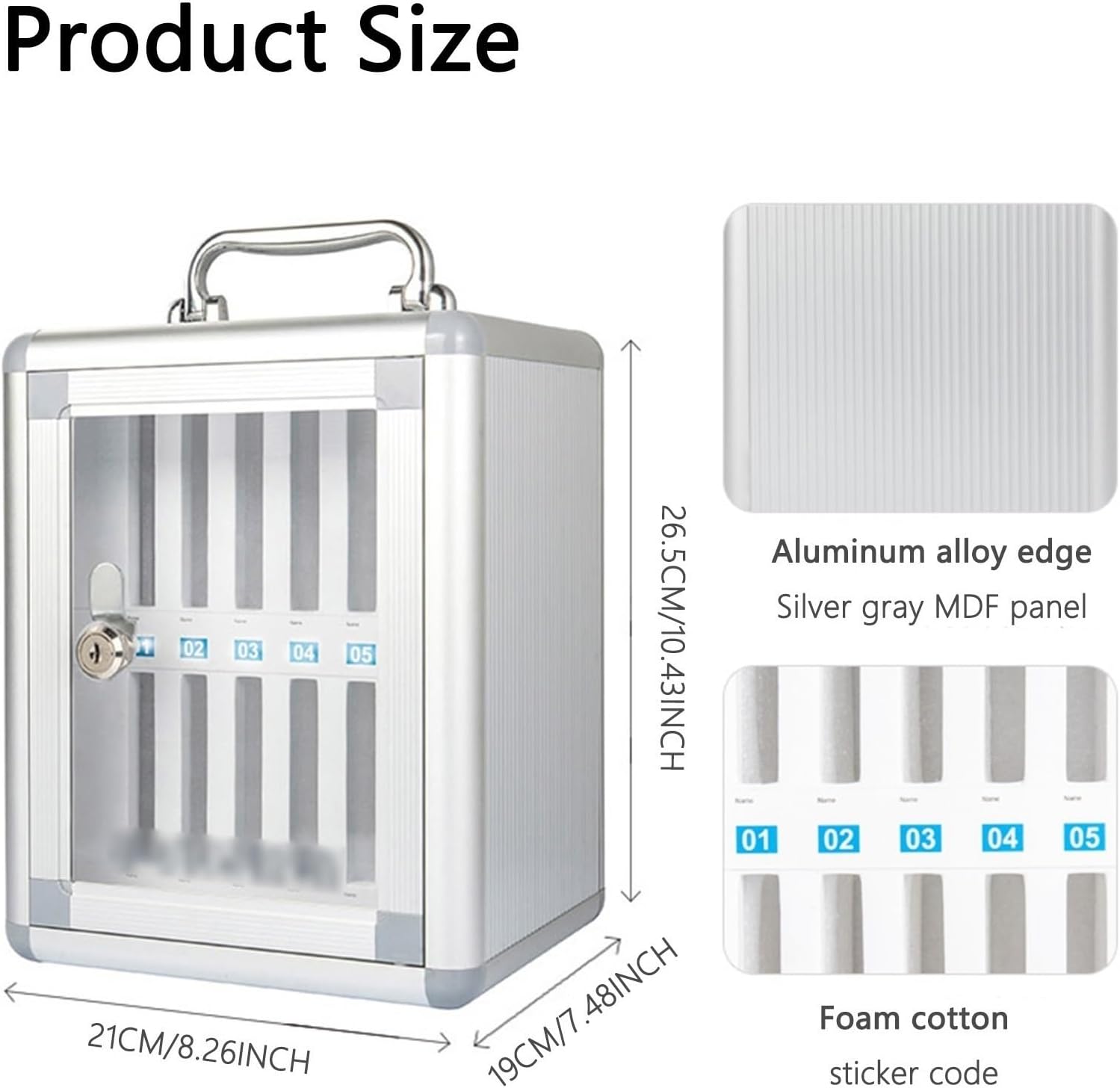 Mobile Phone Storage Box Transparent Acrylic Mobile Phone Security Locker with Key,Aluminum Alloy Wall-Mounted Cell Phone Locker Cabinet - 12/24/36/48 Slot Storage with Handles for Office/Cl