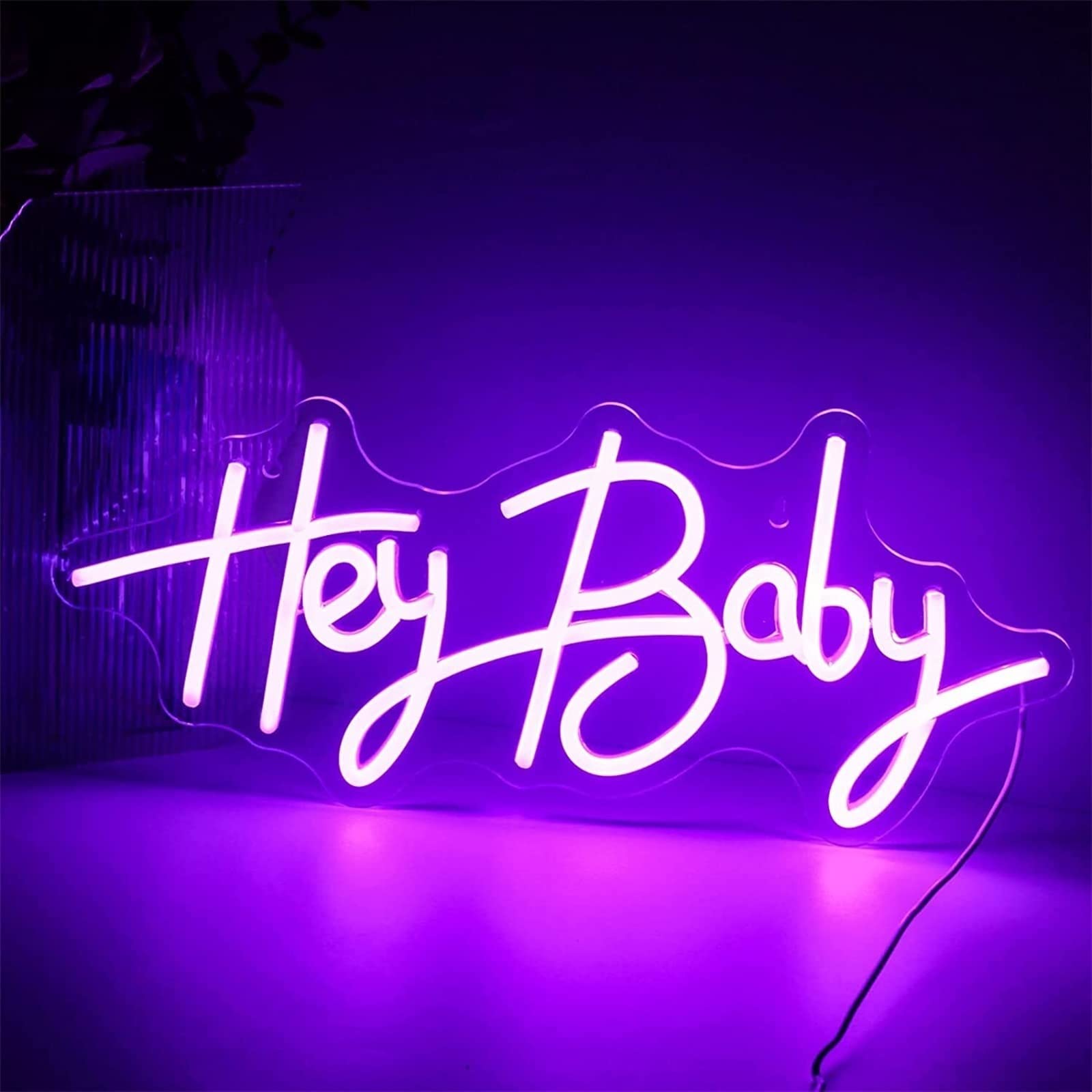 Hey Baby Letrero de neón Luz de Modelado LED Letrero de Letras Luminosas Panel de acrílico Luz Decorativa de neón, 43X19cm