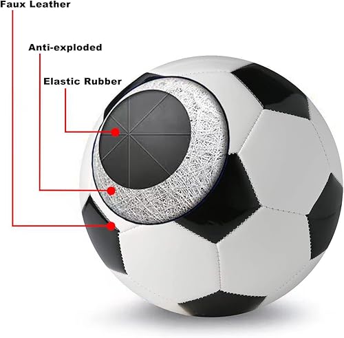 Miniatura 7 de Balón de fútbol tamaño 3, 4, 5, para niños, jóvenes, adultos, para divertirse, de cuero resistente al desgaste, viene con inflador, práctica de