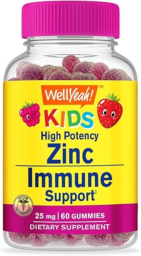 Gomitas de zinc para niños de 25 mg  Sistema inmunológico y apoyo antioxidante  Salud de la piel, máxima fuerza para niños, suplemento de zinc para
