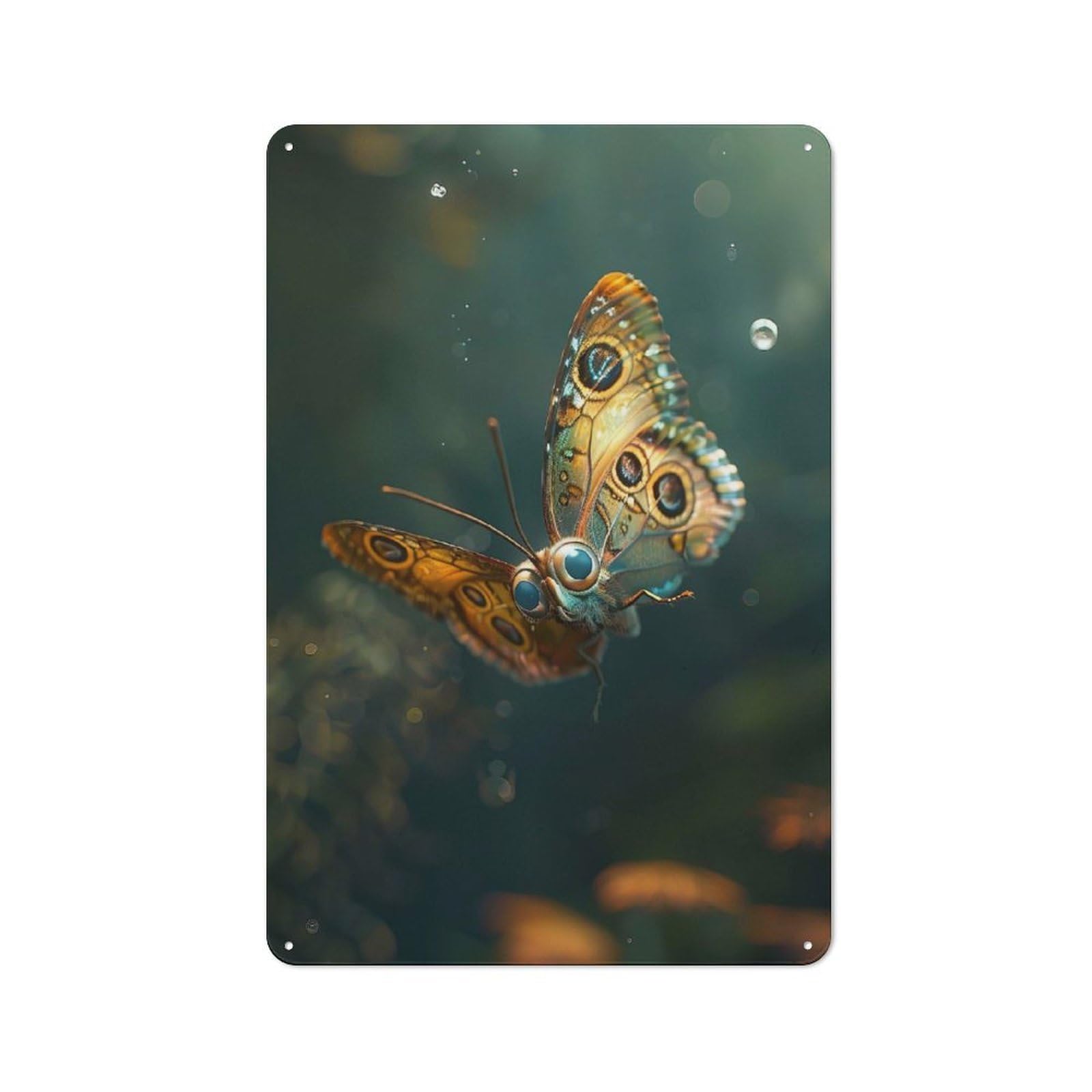 Junmoney Butterfly Sea Retro Retro Metal Sign 30X20cm Featuring Garage Wall Decor For Garage, Hobby Room, Office Or Man Cave