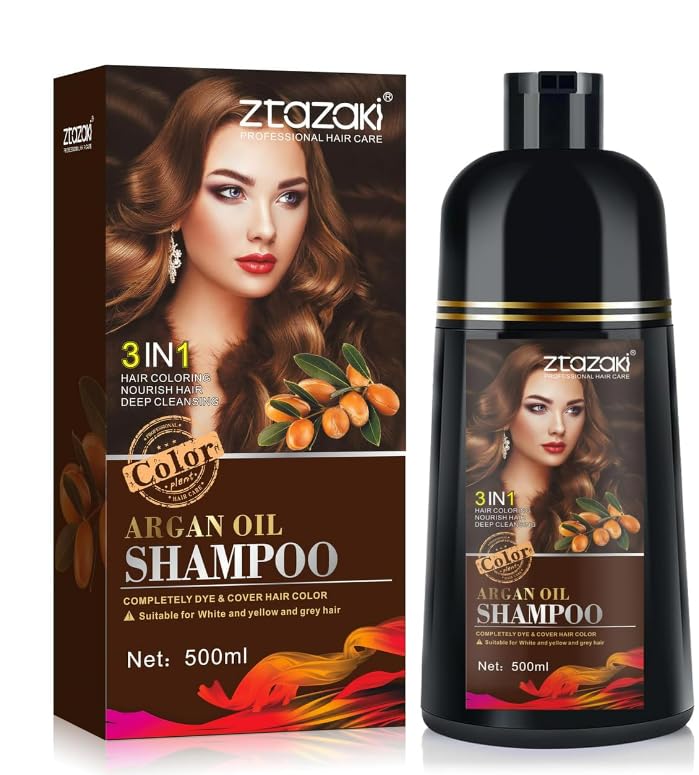 Hair Dye Shampoo 3-In-1, Instant Gray Hair Coverage in Minutes-Long Lasting Argan Oil Herbal Hair Color Shampoo champu con tinte para canas 500ml (Dark Red Wine)