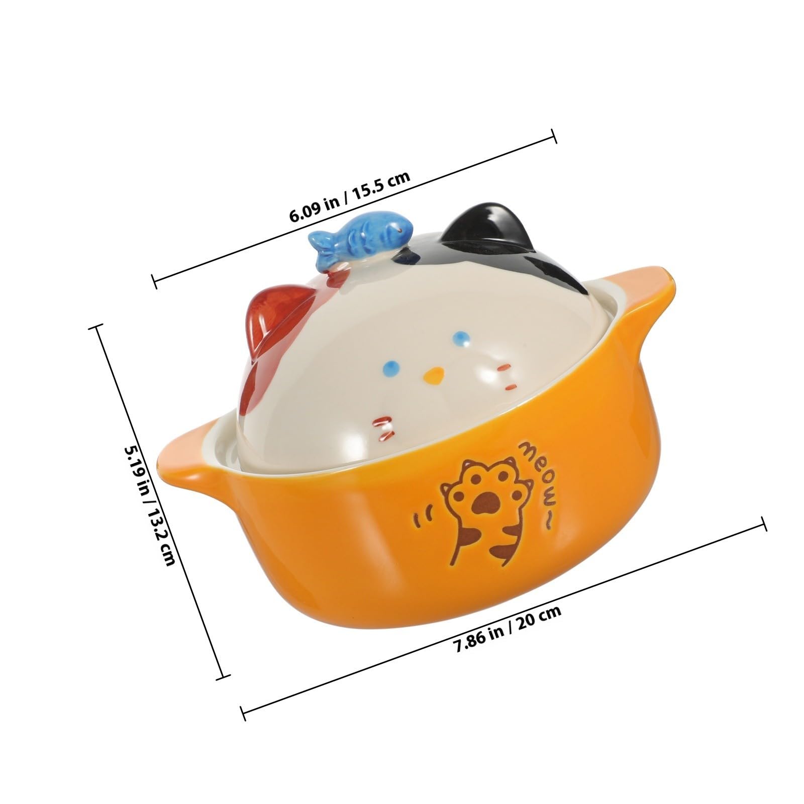 Tazón de Ramen de Cerámica con Diseño de Gato y Tapa 720 Ml | Uso Diario para Sopa, Fideos, Arroz y Frutas, Adecuado en Celebraciones y Reuniones Familiares