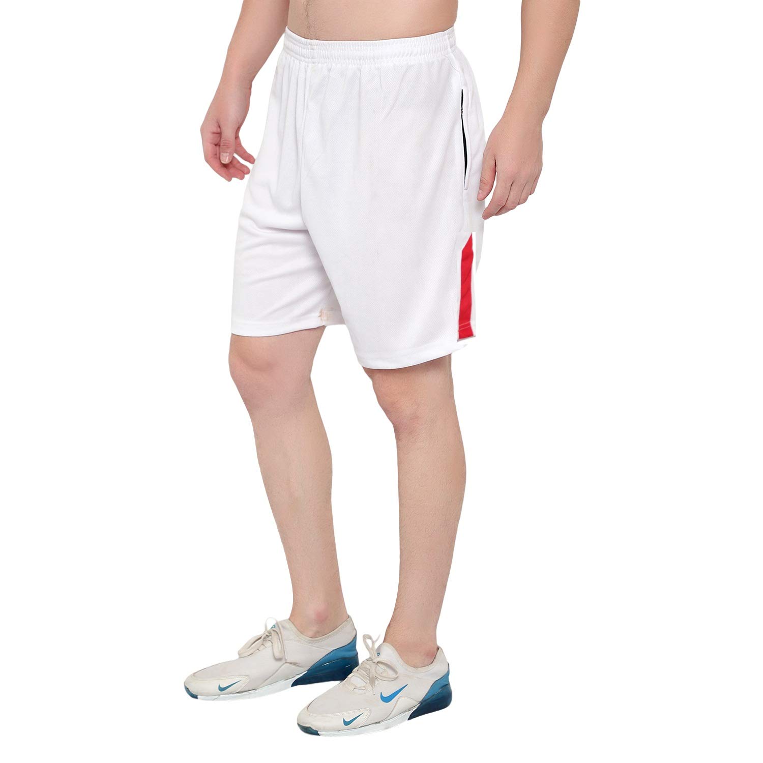 dia a dia Men's Gym Workout Sports Shorts with Zipper Pocket (Off-White, L)-picture-47