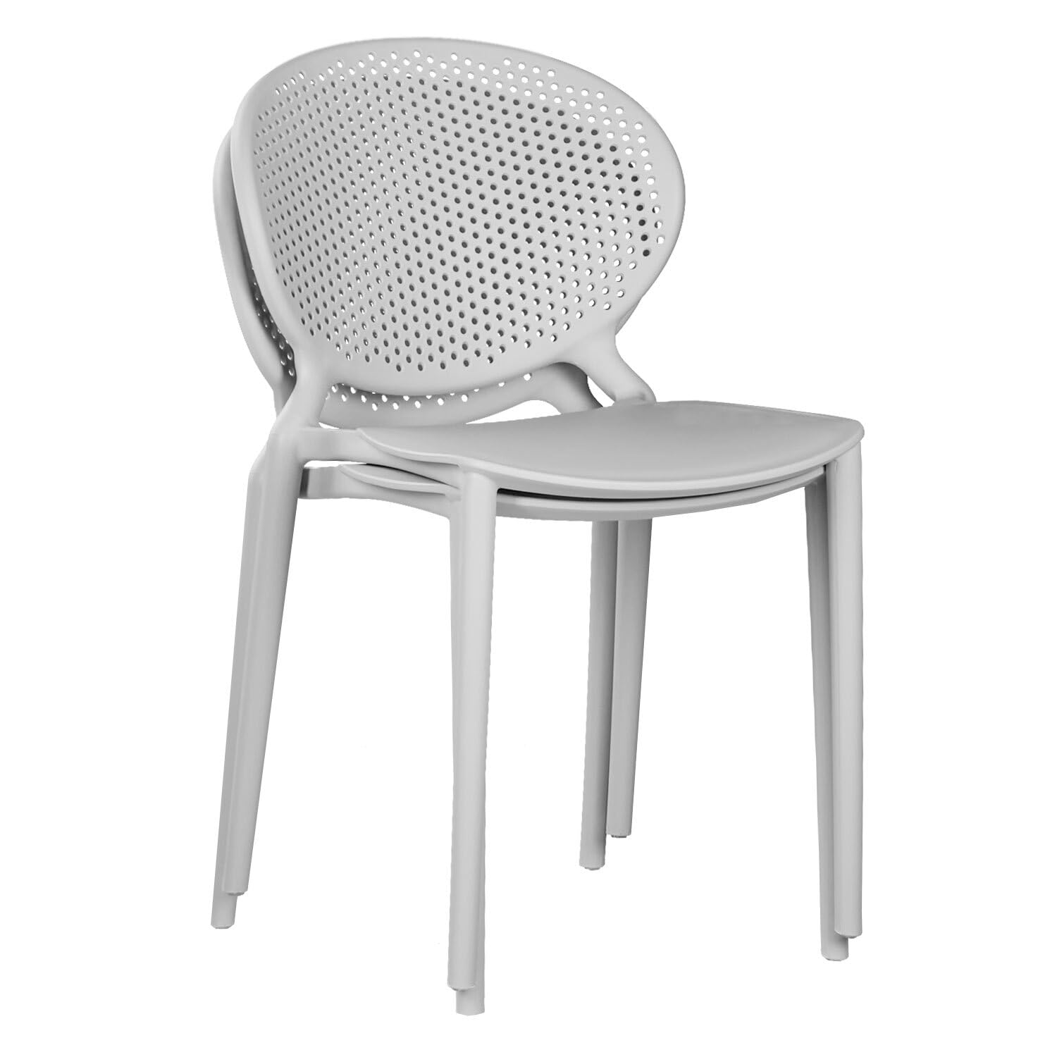 Homestyle4u 2472 Lot de 4 chaises de jardin empilables en plastique gris résistant aux intempéries