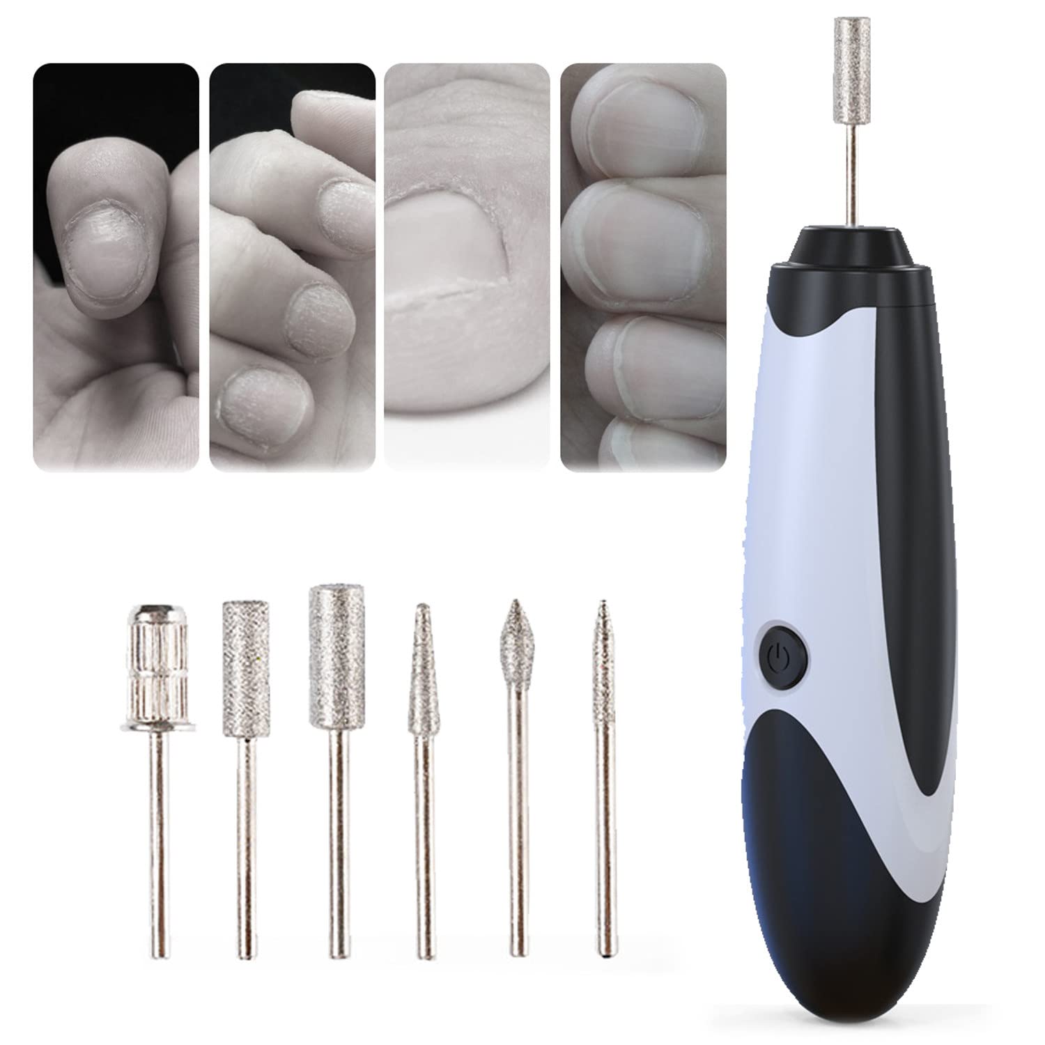 Kit de Manicura Y Pedicura EléCtrico Profesional, Potente Lima Manicura Pulidora para UñAs con 6 Piezas Accesorios, Pulidor de Manicura EléCtrico