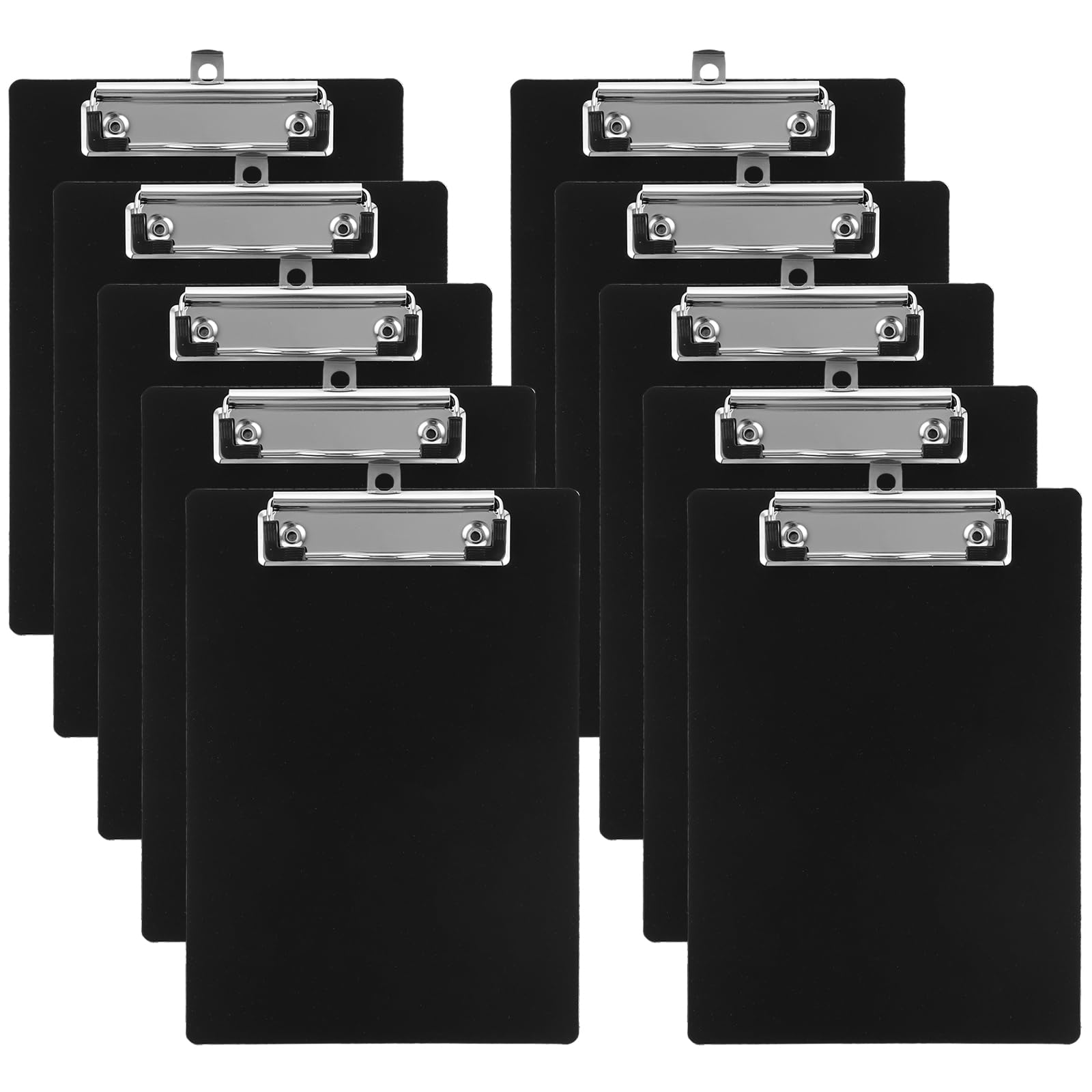 10 Piezas Portapapeles A5 de Plastico Negro, Portapapeles con Pinza A5 de Metal, Tablero de Escritura 15 x 22,4 cm para Escuela, Oficina, Casa y Formularios