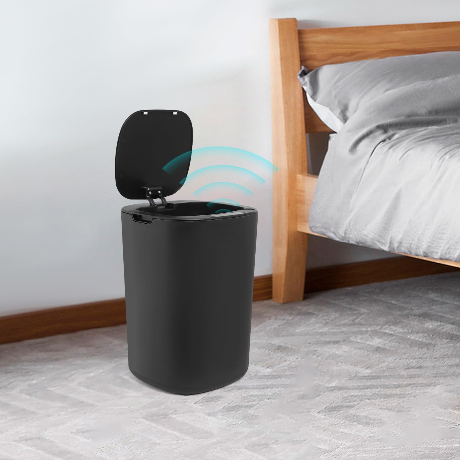 Pattumiera automatica con sensore da 10 l, con sensore intelligente, in plastica ABS, per cucina, bagno e ufficio (nero)