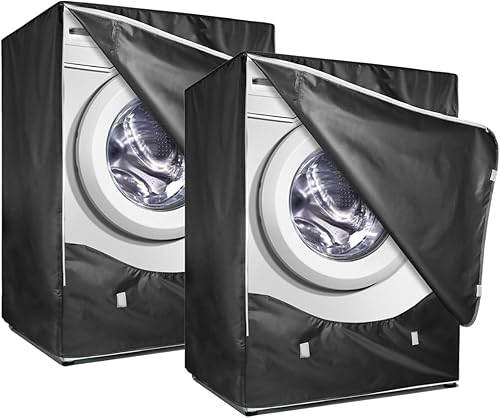 Miniatura 10 de 2 paquetes de cubiertas para lavadora y secadora, cubierta portátil para lavadora con diseño de cremallera a prueba de polvo y impermeable, 2 piezas