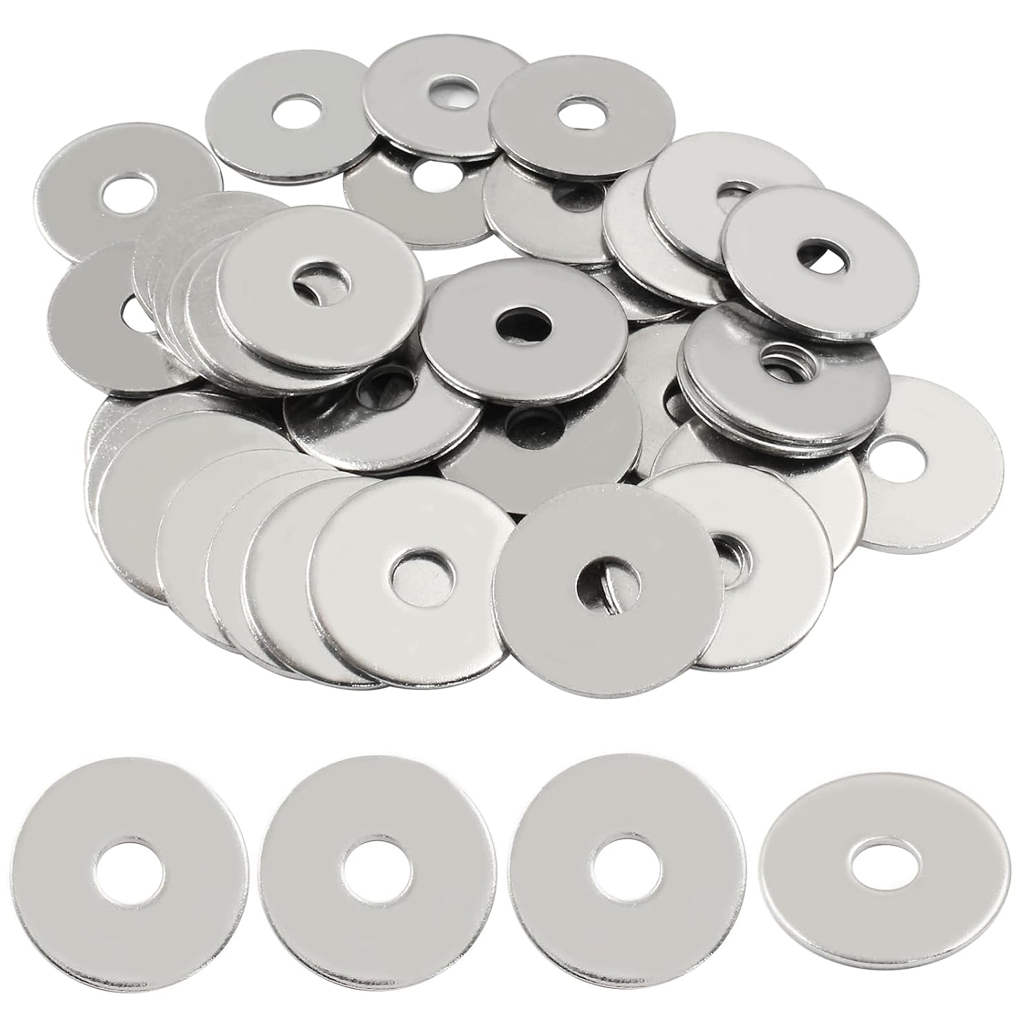 Zorfeter Stainless Steel Flat Washers, 50 Pcs, M6, 25mm OD