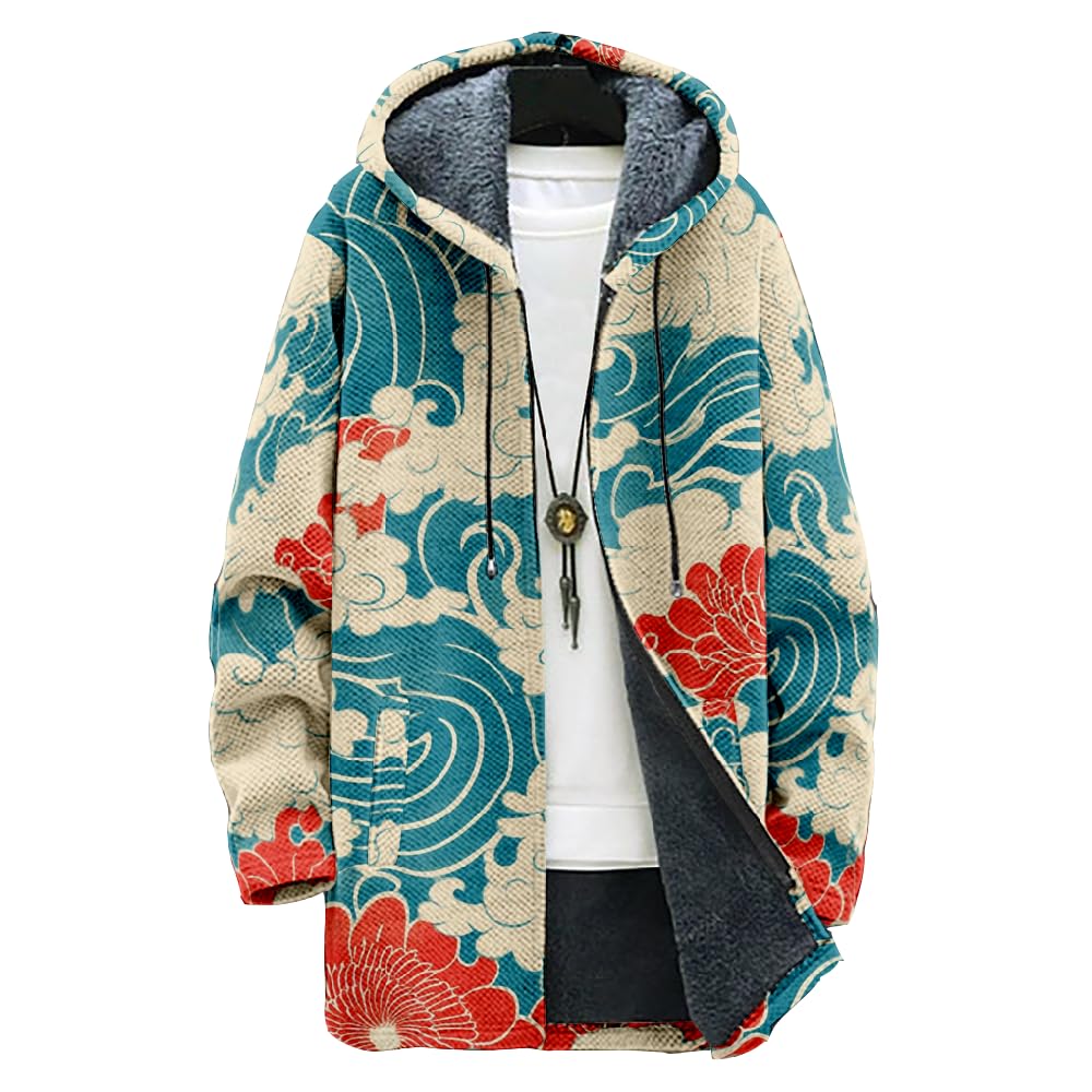 Long Winter Coats for Men Cardigan Sweaters for Men Plus Size Long Sleeve Full Zip Hoodies Jacket With Pockets