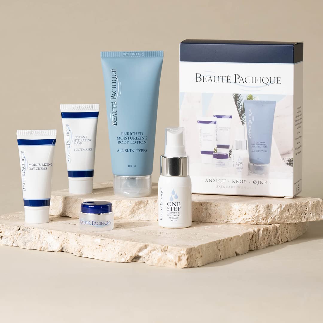 Beauté Pacifique Zestaw startowy do pielęgnacji skóry – 4 produkty do pielęgnacji twarzy – środek do czyszczenia, krem, maska i krem pod oczy – zestawy upominkowe dla kobiet – zestaw upominkowy do