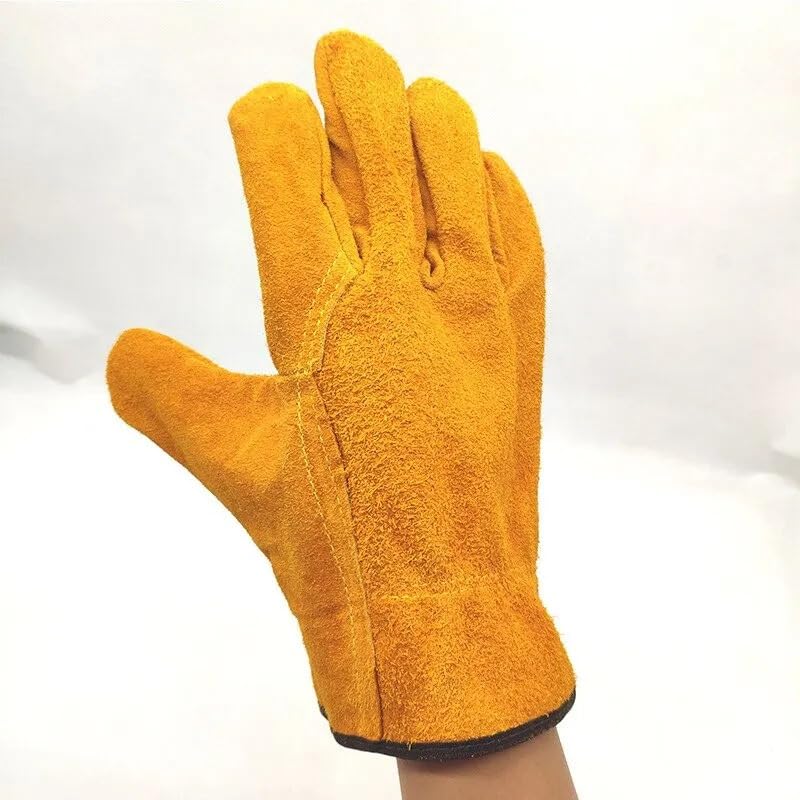 Guantes de granja de cuero vacuno suave con proteccion superior 5