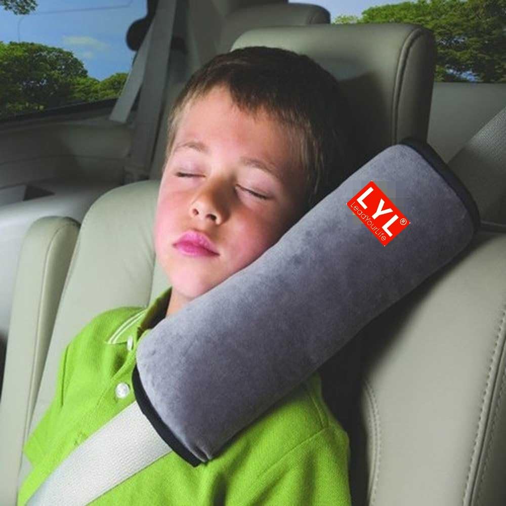 LeadYourLife Comfortable Duplex Suede nap Children/Kids Traveling Pillow Seat Belt Pillow Shoulder pad Booster car seat Pillow (Gray)