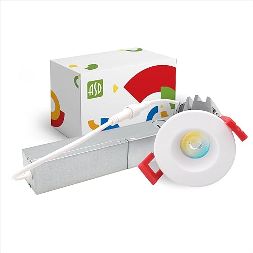 Miniatura 1 de ASD Iluminación LED empotrable de 1 pulgada con caja de conexiones, 7 W 550 lúmenes, luz descendente antideslumbrante regulable, 2700 K3000 K3500