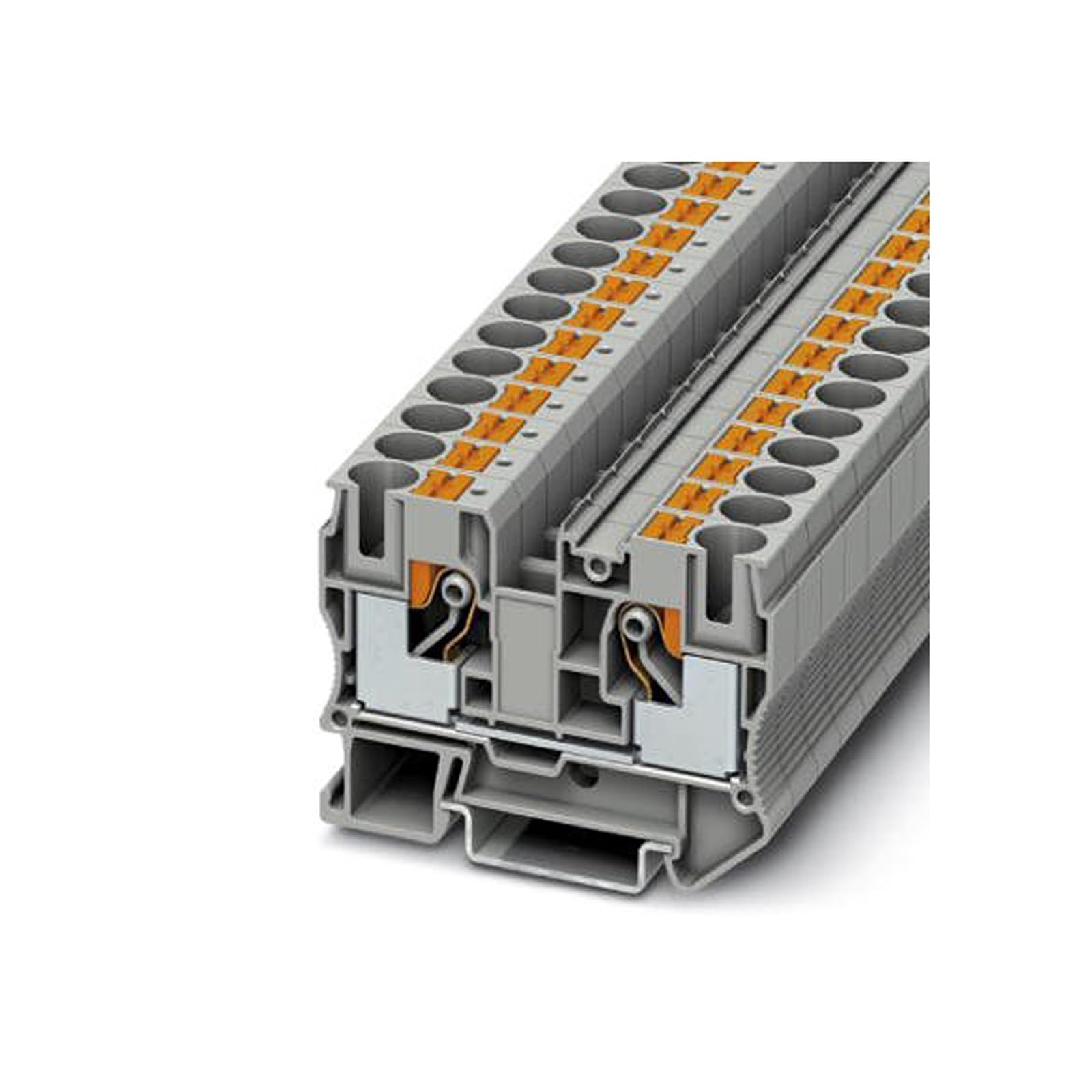 Bloque de terminales de paso PT 10 gris de tipo modular para carril 2