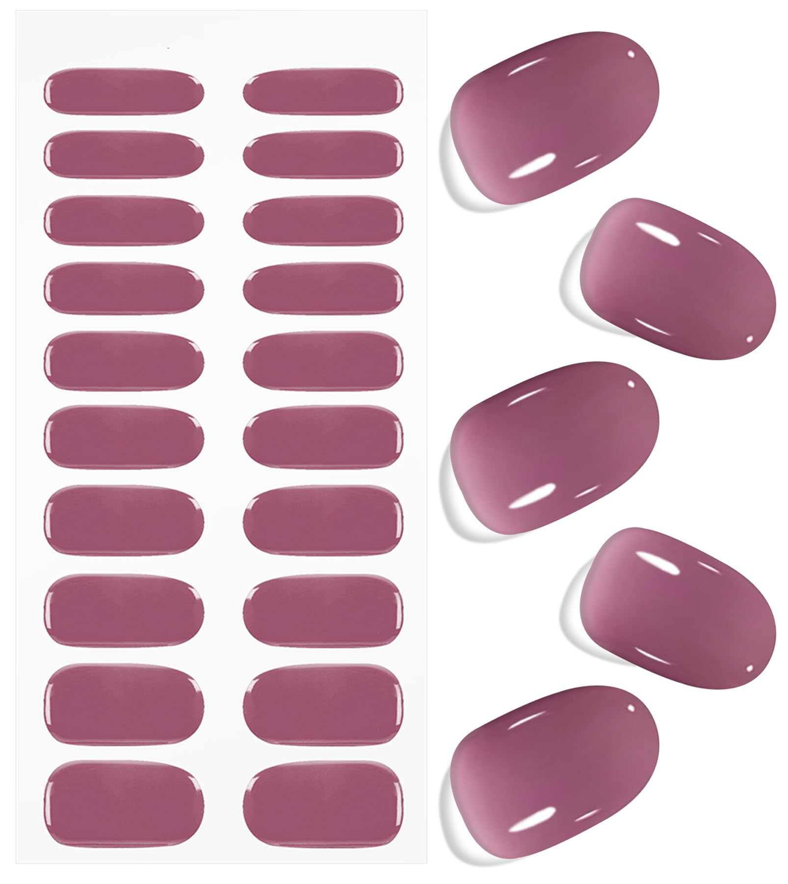 JMEOWIO Gel Nail Stickers Purple Semi Cured Gel Nail Strips Wraps UV/LED Nails Art Design Decoration Accessories