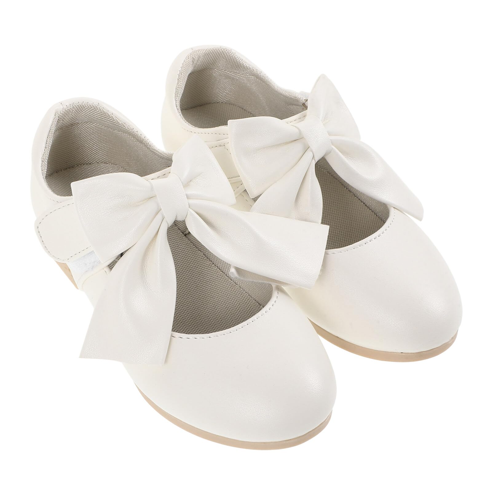 LIFKOME 1 Pair Girls Bowknot Shoes Toddler Bowknot Flats Girls Dancing Shoes for Party Non-Slip Canvas Slippers White