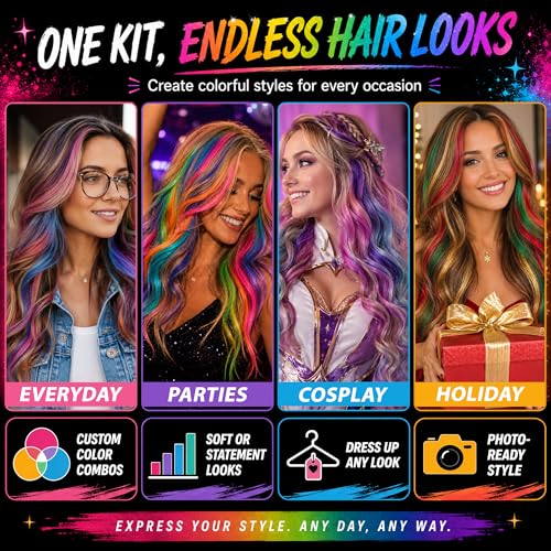 Tizas para el pelo permanentes por un día kit de maquillaje capilar infantil para adolescentes 5