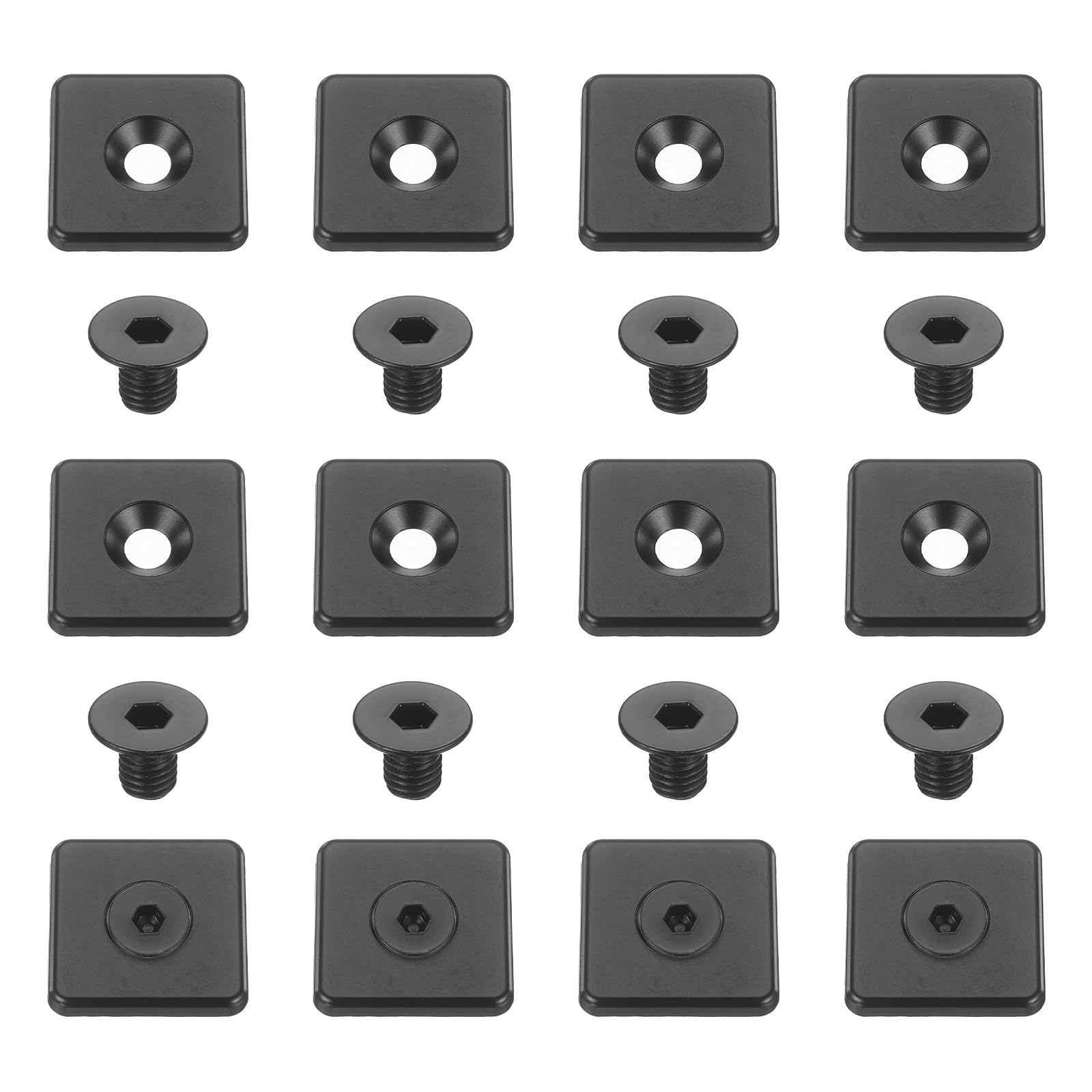 sourcing map 12Pcs Profile End Cap, Zinc Alloy 4040 Series EU Standard T-Slot Aluminum Extrusion End Cap Bracket with Screws for Storage Rack, Black